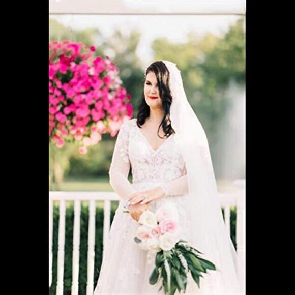 Bride Wedding Lace Veils Long Cathedral Veil Soft Bridal Veils 118" (White) - Picture 3 of 7